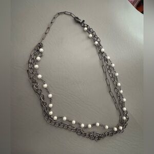 Adornia “messy” Pearl Triple Strand Necklace